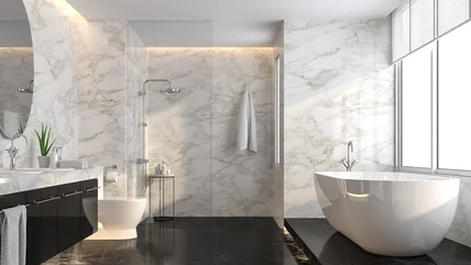 Get The Full Slab Marble Look In Your Shower On A Budget With This Alternative