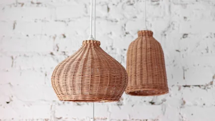 DIY An Anthropologie Rattan Light Dupe On A Budget Thanks To Dollar Tree