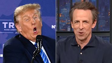 Seth Meyers không cần lời nào để kết thúc câu chuyện đùa về nỗi lo tiền bạc của Trump