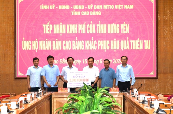 Tỉnh Hưng Yên hỗ trợ tỉnh Cao Bằng khắc phục hậu quả thiên tai