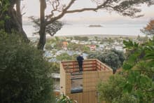 Video: Tiny timber tower airlifted into New Zealand landscape