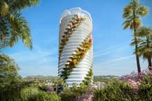 Vertical garden corkscrews its way to the top of Hollywood tower