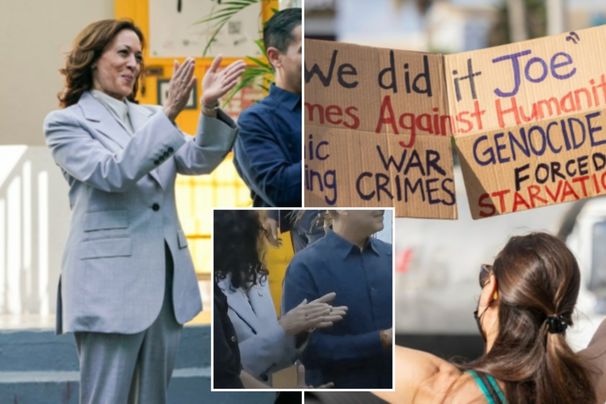 Kamala Harris unknowingly claps to song in Spanish protesting her during Puerto Rico visit