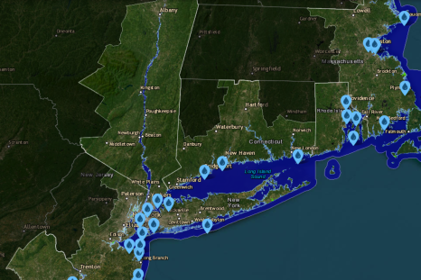 Bản đồ Connecticut cho thấy tình trạng có thể bị chìm từ mực nước biển lên