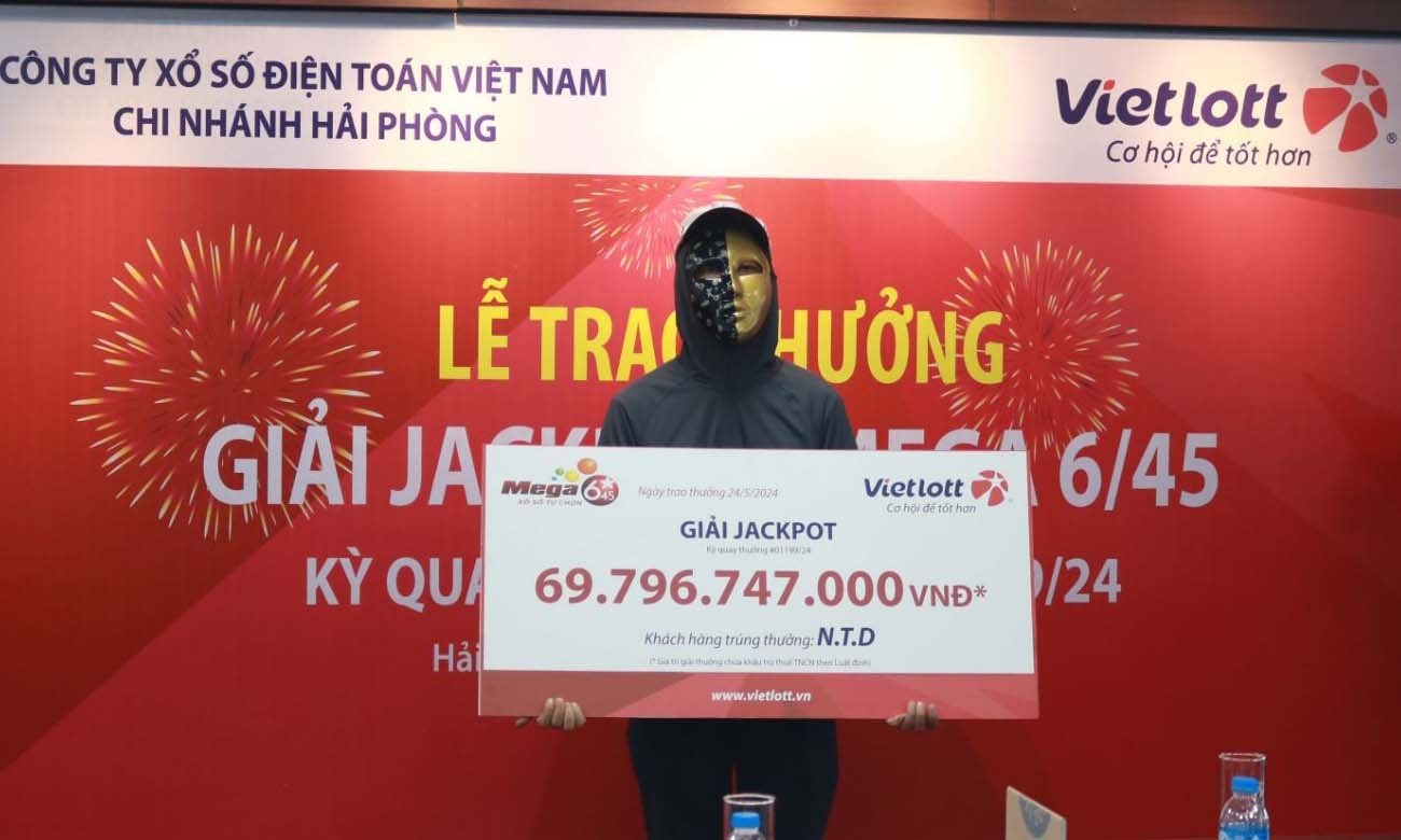 Một công nhân tại Hải Phòng trúng Vietlott gần 70 tỷ đồng