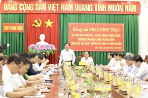 Trưởng Ban Nội chính Trung ương Phan Đình Trạc làm việc với tỉnh Ninh Thuận