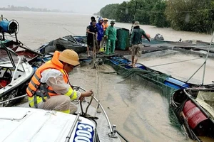 Công an Nam Định phối hợp cứu giúp một gia đình trôi dạt trên sông Hồng