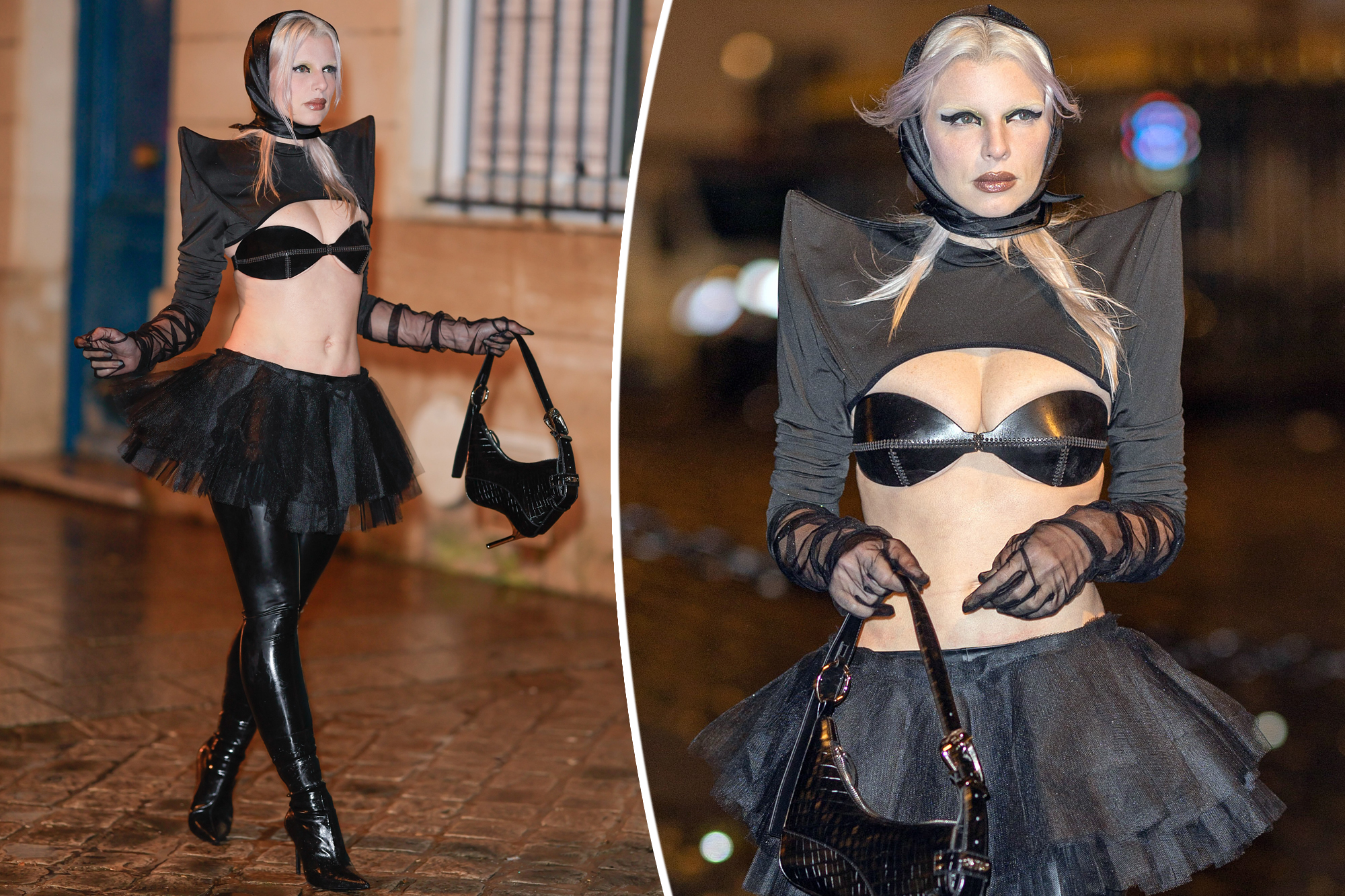 Julia Fox goes full 'Black Swan' in tutu and leather bra during Paris Fashion Week