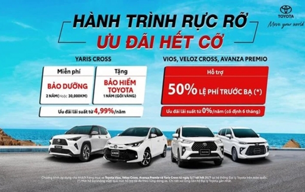 Ngập tràn ưu đãi khi mua Vios, Veloz Cross, Avanza Premio và Yaris Cross