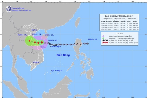 Bão số 4 chỉ còn cách đất liền hơn 170km, dự báo chiều nay đổ bộ...