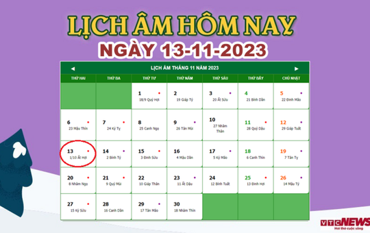 Lịch âm 13/11 - Âm lịch hôm nay 13/11 chính xác nhất - lịch vạn niên 13/11/2023