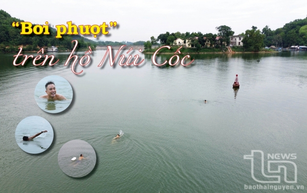 “Bơi phượt” trên hồ Núi Cốc