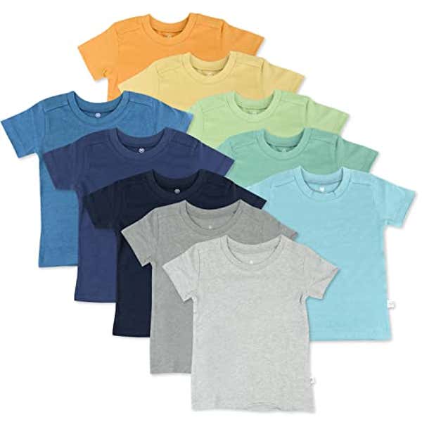 HonestBaby unisex-Baby-Organic Cotton Short Sleeve T-shirt Multi-packs and Toddler T Shirt Set, Now 41% Off