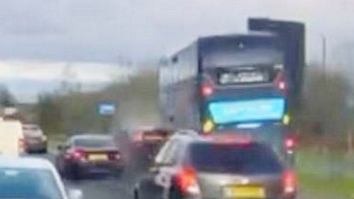 Bus ploughs into BMW after impatient driver pulls across its path leaving three injured