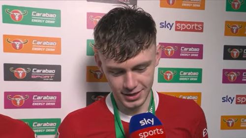 Liverpool youngster Conor Bradley mocks Chelsea rival Ben Chilwell after Carabao Cup win