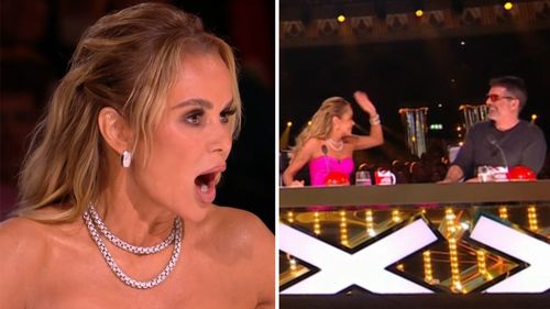 Anh Quốc có tài năng của Amanda Holden xô đẩy Simon Cowell trong khi họ "la hét" trên hành động chuông vàng