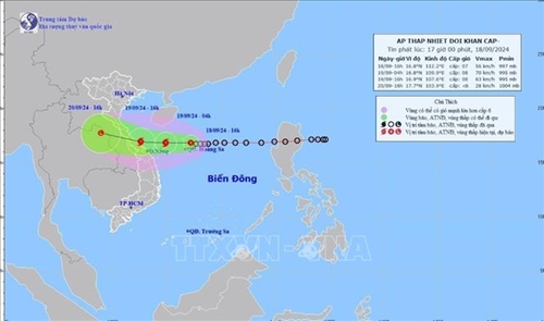 Thời tiết đêm 18/9: Áp thấp nhiệt đới mạnh lên thành bão trong 12 giờ tới