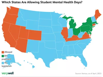 Đây là những bang của Hoa Kỳ cho phép sinh viên có ngày khám sức khỏe tâm thần