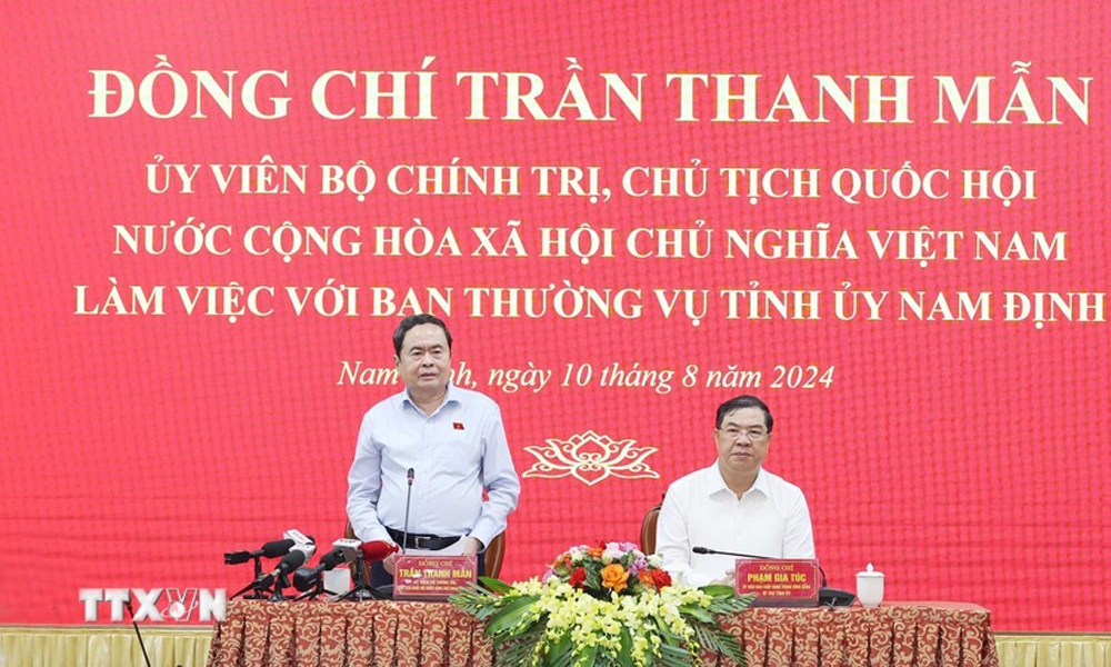 Chủ tịch Quốc hội Trần Thanh Mẫn làm việc với Ban Thường vụ Tỉnh ủy Nam Định