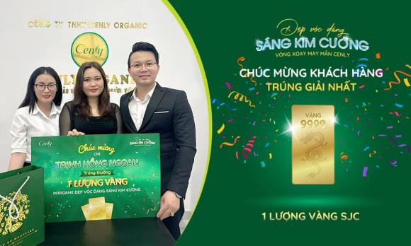 Khách hàng Trịnh Hồng Ngoan may mắn trúng 1 lượng vàng 9999 từ Cenly