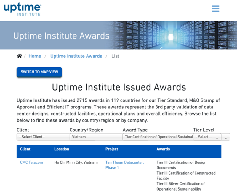 Việt Nam có Data Center đầu tiên sở hữu chứng chỉ “Vận hành Bền vững” của Uptime