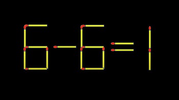 Thử tài IQ: Di chuyển một que diêm để 6-6=1 thành phép tính đúng