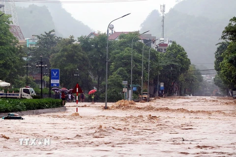 Mưa lớn gây ngập lụt tại thành phố Sơn La