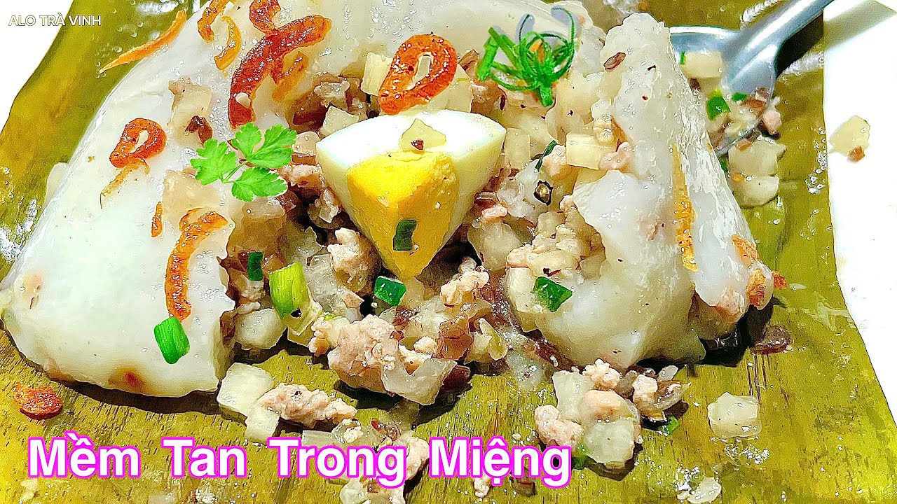 Món Bánh Hấp Làm Từ Bột Gạo Mềm Mịn Rất Ngon Ăn Là Ghiền- Rice cake filled with meat