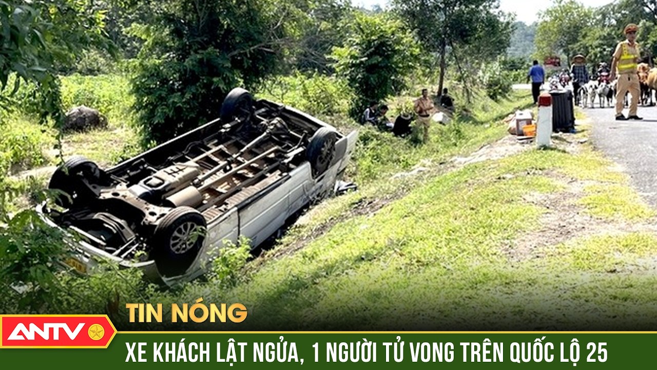 Xe khách 16 chỗ tự lật trên quốc lộ 25, 1 hành khách tử vong | ANTV