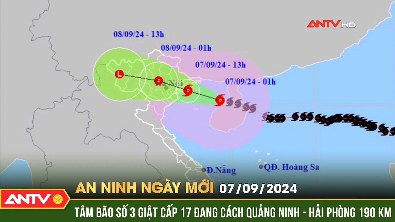 Bão số 3 giật cấp 17, cách bờ biển Quảng Ninh - Hải Phòng 190km | An ninh ngày mới ngày  7/9 | ANTV