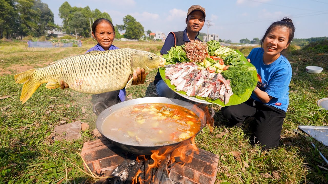 Bà Tân Vlog - Làm Nồi Lẩu Cá Chép Giòn Khổng Lồ Chiêu Đãi Cháu Già Làng Tây Nguyên