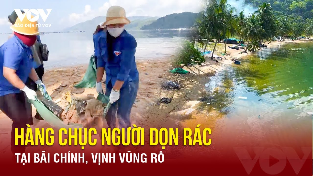 Hàng chục người dọn rác tại Bãi Chính, vịnh Vũng Rô | Báo Điện tử VOV