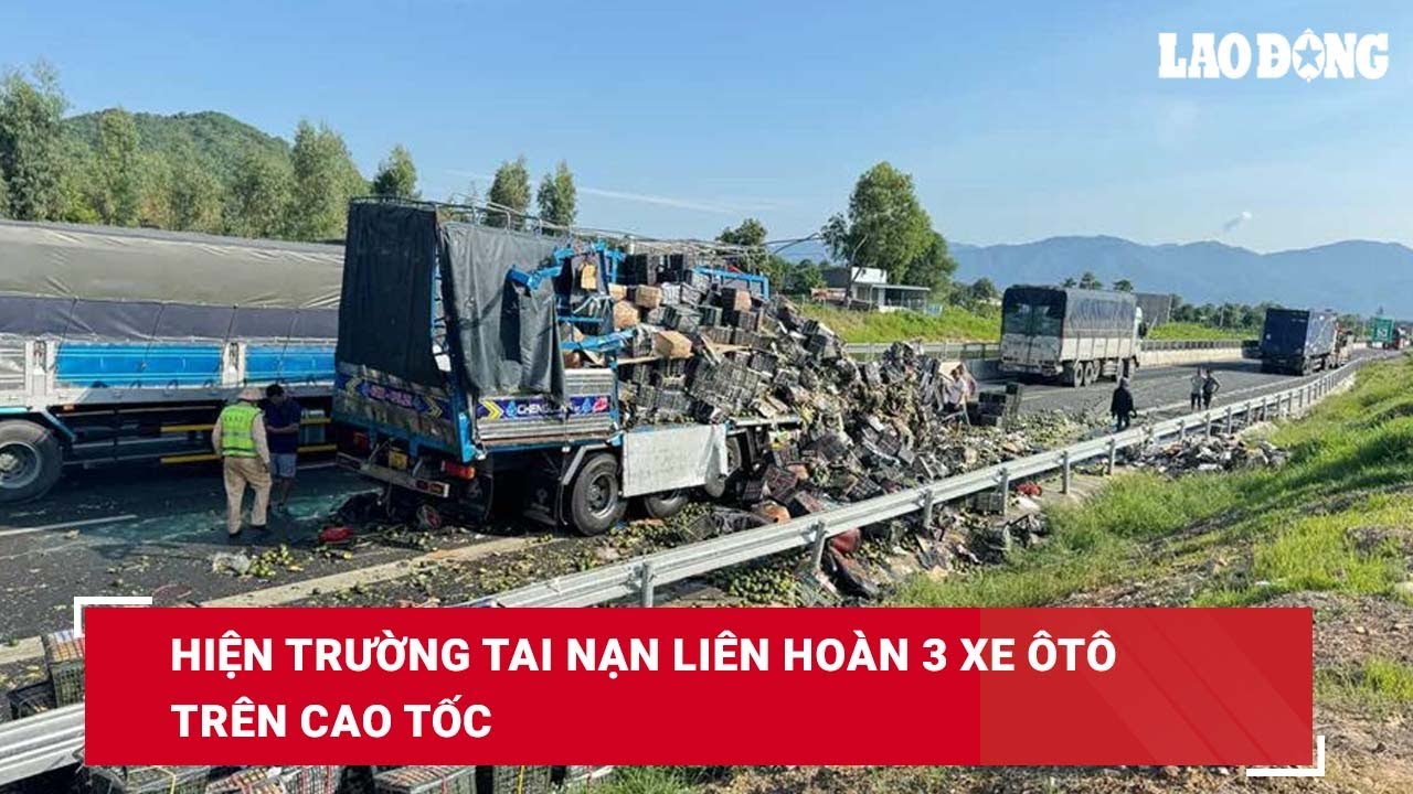 Hiện trường tai nạn liên hoàn 3 xe ôtô trên cao tốc| Báo Lao Động