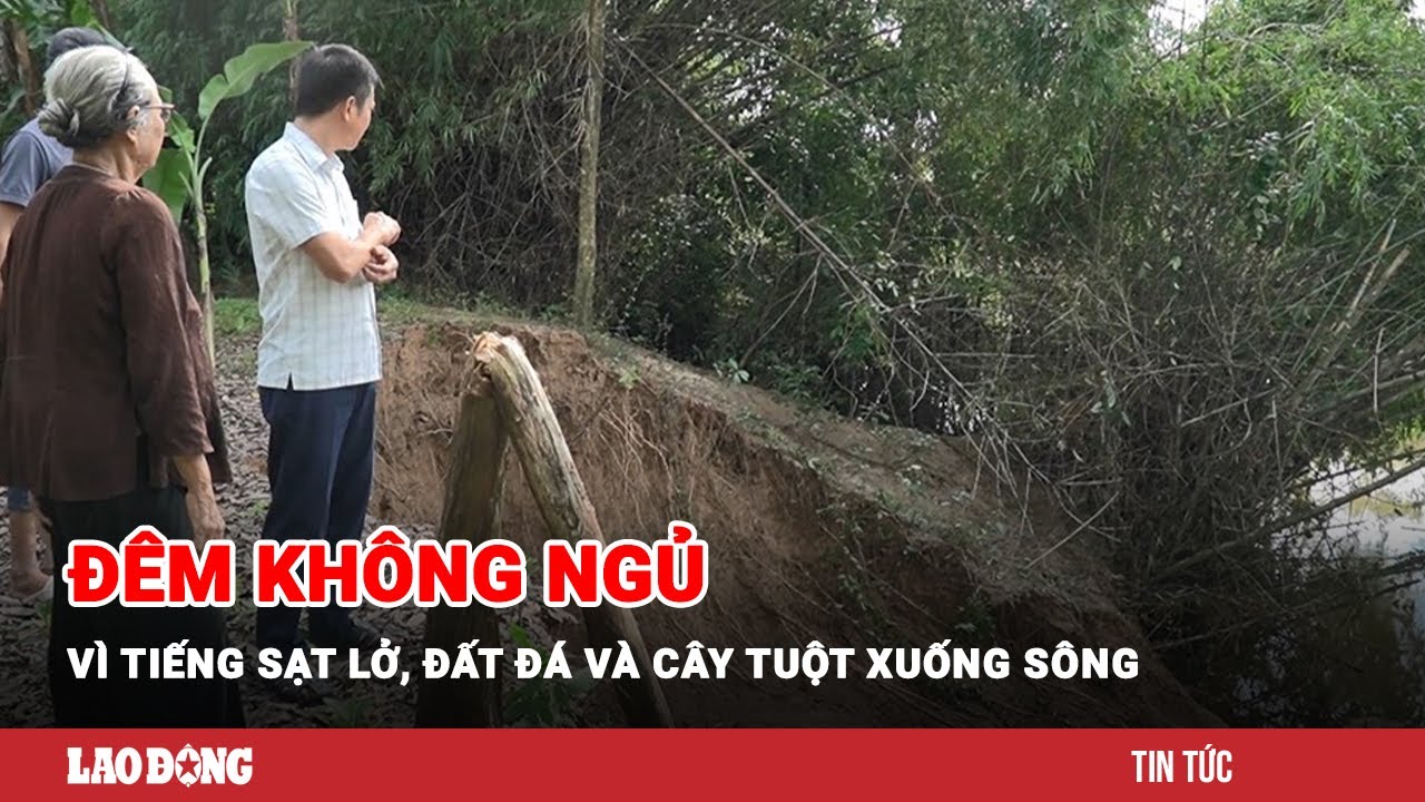 Đêm không ngủ vì nghe tiếng sạt lở, đất đá và cây tuột xuống sông | Báo Lao Động