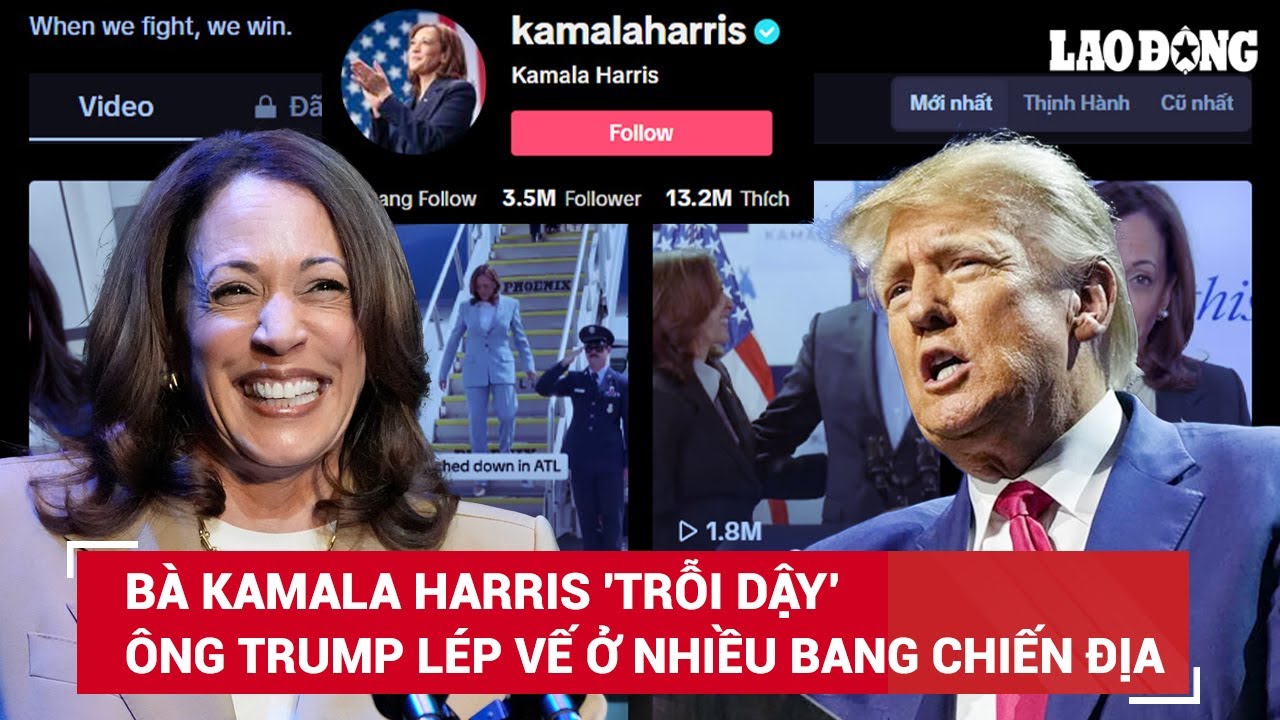 Phó Tổng thống Kamala Harris 'trỗi dậy’ “nhờ TikTok”, ông Trump lép vế ở nhiều bang chiến địa | BLĐ