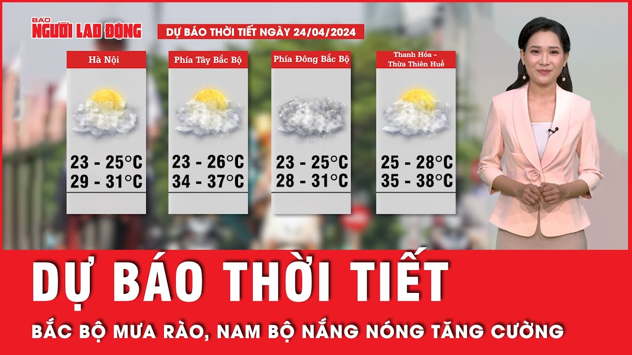 Dự báo thời tiết 24-4: Bắc bộ mưa rào ở một số địa phương, Nam bộ nắng nóng tăng cường | Tin tức