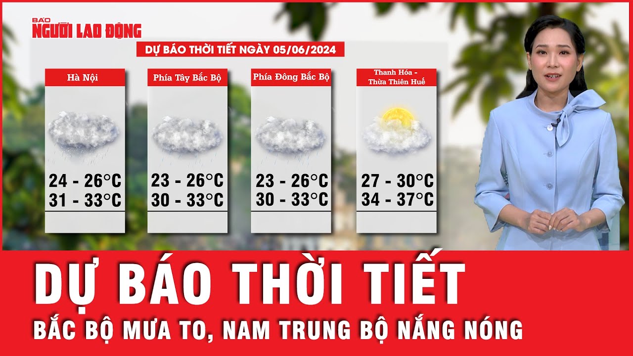 Dự báo thời tiết 5-6: Bắc bộ mưa to về chiều và đêm, Nam Trung bộ nắng nóng | Tin tức