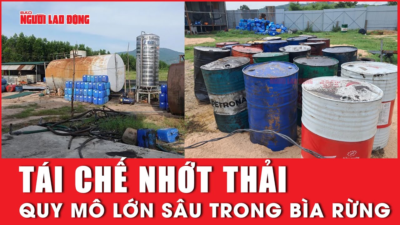 Đường dây tái chế nhớt thải quy mô lớn ẩn sâu trong bìa rừng | Báo Người Lao Động