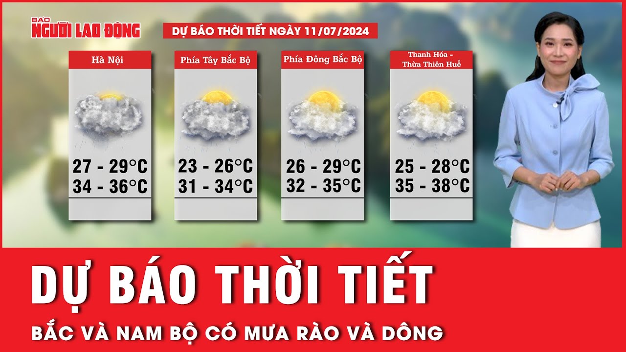 Dự báo thời tiết 11-7: Bắc và Nam bộ có mưa rào và dông, Trung bộ nắng nóng | Tin tức