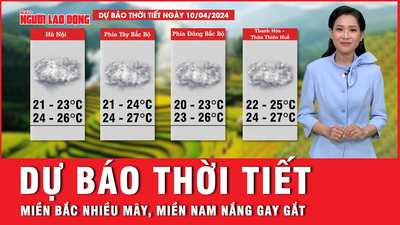 Dự báo thời tiết 10-4: Miền Bắc nhiều mây, mưa nhỏ; miền Nam nắng gay gắt | Tin tức