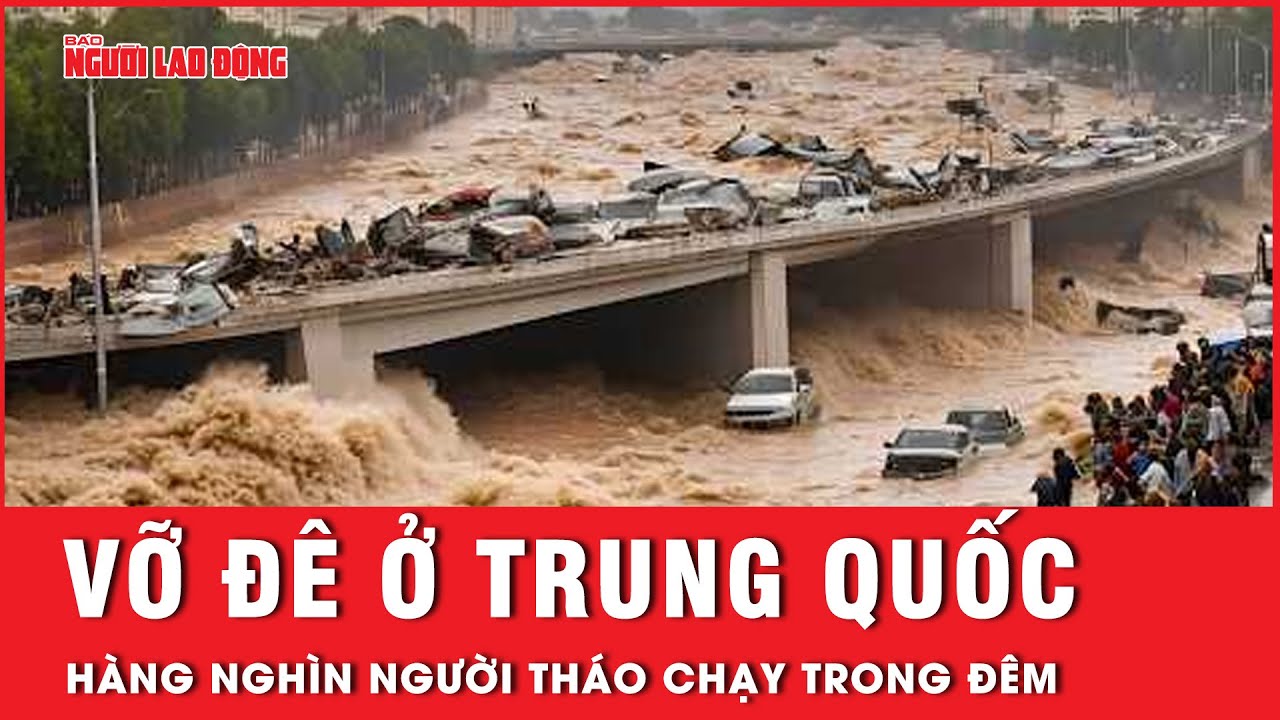 Mưa kinh hoàng, Trung Quốc vỡ đê ở Hồ Nam khiến hàng nghìn người dân trắng đêm chạy lụt