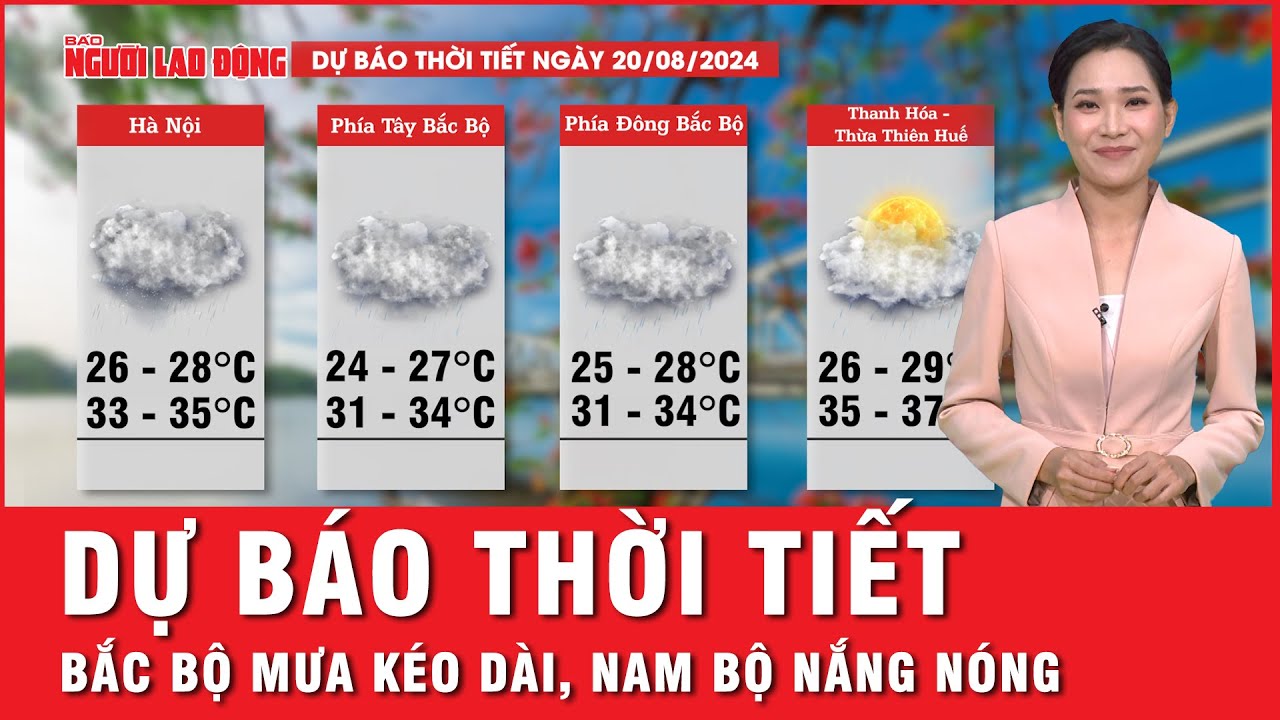 Dự báo thời tiết 20-8: Bắc Bộ mưa rào đến mưa to; Trung Bộ và Nam Bộ nắng nóng | Thời sự