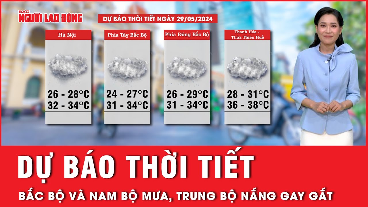 Dự báo thời tiết 29-5: Bắc Bộ và Nam Bộ mưa to về chiều, Trung Bộ nắng gay gắt | Tin tức