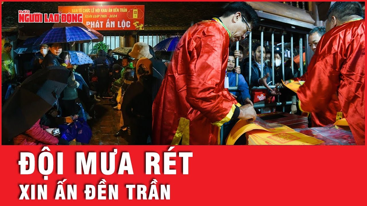 Người dân đội mưa rét trong đêm khai ấn đền Trần | Tin tức