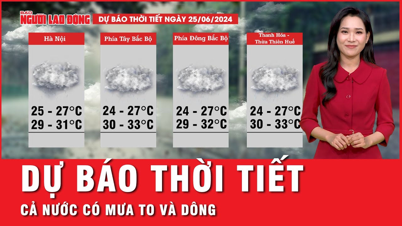 Dự báo thời tiết 25-6: Cả nước mưa to, có một số địa phương có mưa to cục bộ, đề phòng lũ quét