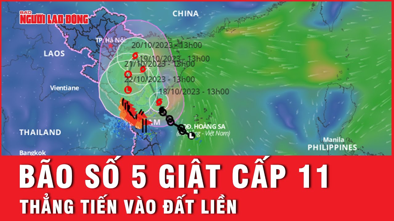 Bão số 5 giật cấp 11 chỉ còn cách đất liền miền Trung 150km | Tin tức