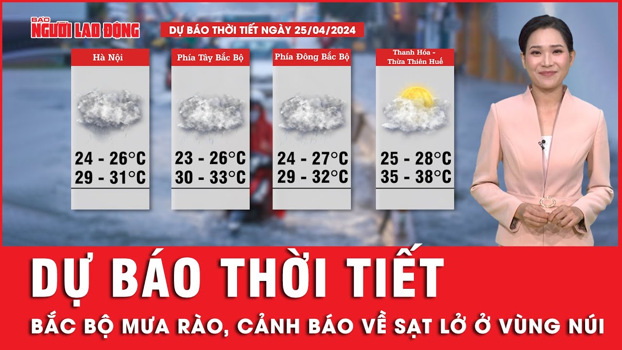 Dự báo thời tiết 25-4: Bắc bộ mưa rào vào đêm và sáng sớm, cảnh báo về sạt lở đất; Nam bộ nắng nóng