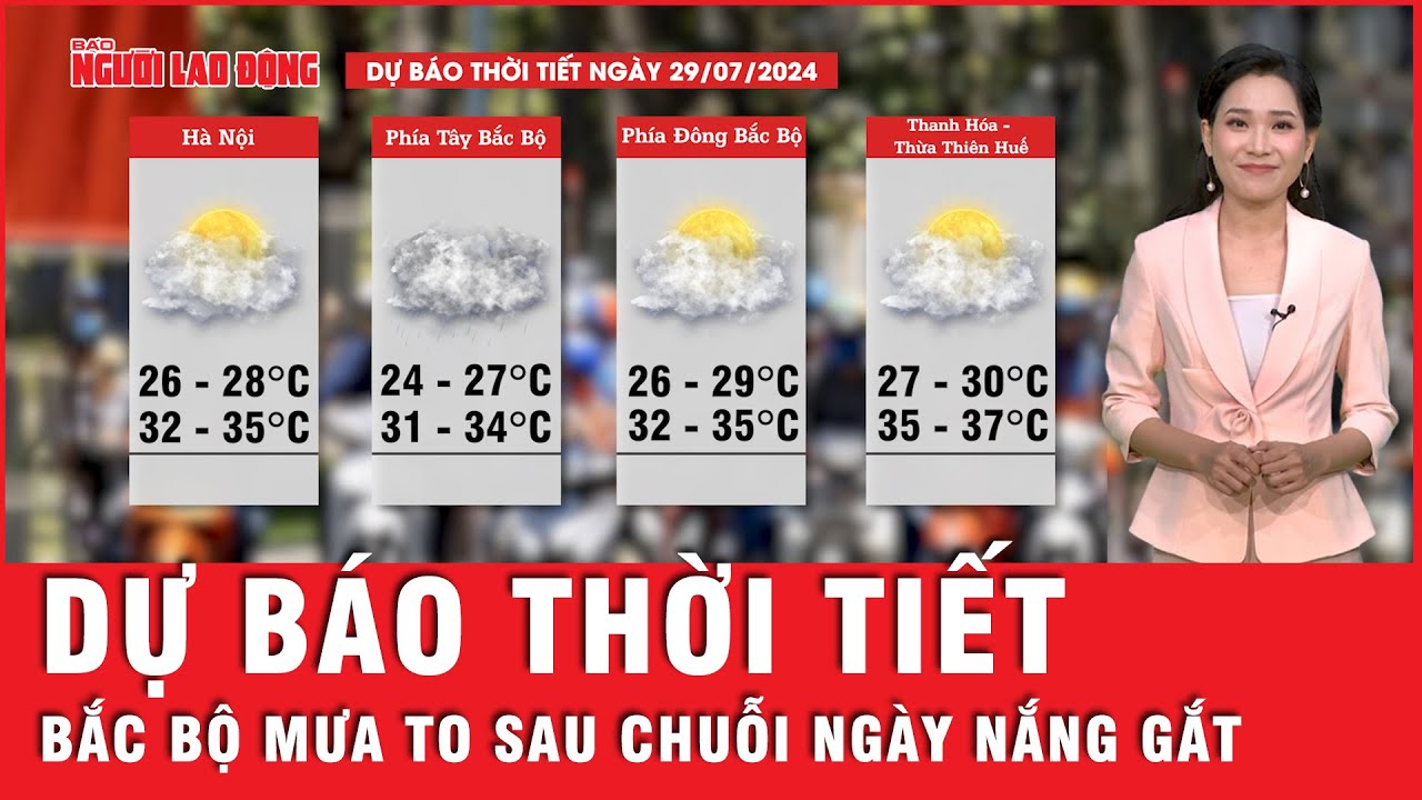 Dự báo thời tiết 29-7: Bắc Bộ và Trung bộ mưa to sau chuỗi ngày nắng, Nam Bộ có mưa rào | Thời sự