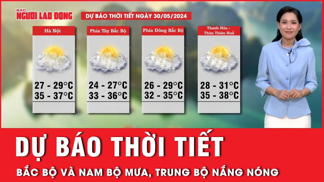 Dự báo thời tiết 30-5: Bắc bộ và Nam bộ mưa rào về đêm, Trung bộ nắng nóng gay gắt | Tin tức