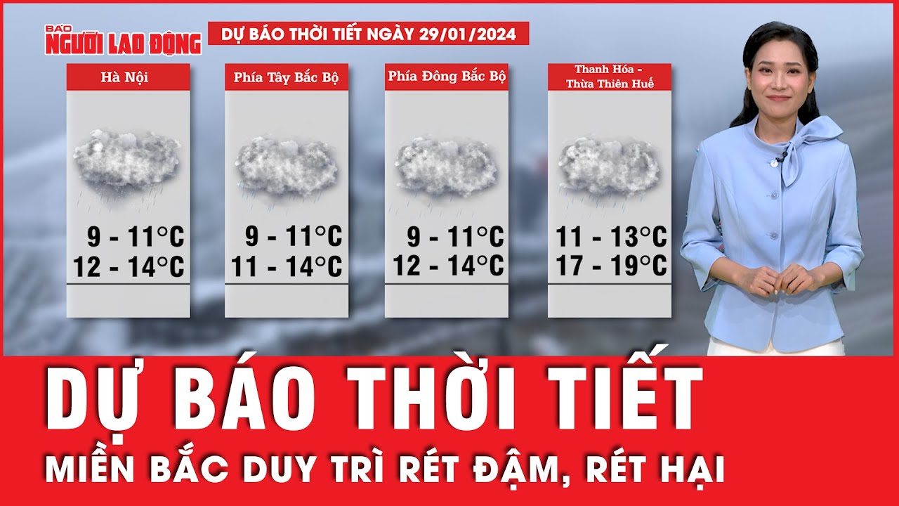 Dự báo thời tiết 29-1: Bắc Bộ và Bắc Trung Bộ duy trì hình thái rét đậm, rét hại diện rộng | Tin tức